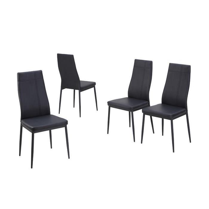 MAT Lot de 4 chaises de salle a manger noires