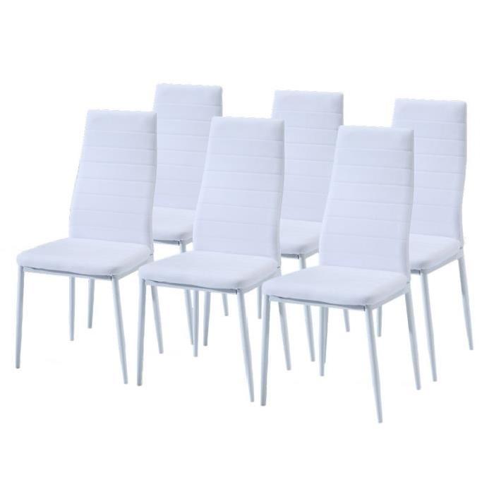 SAM Lot de 6 chaises de salle a manger blanches