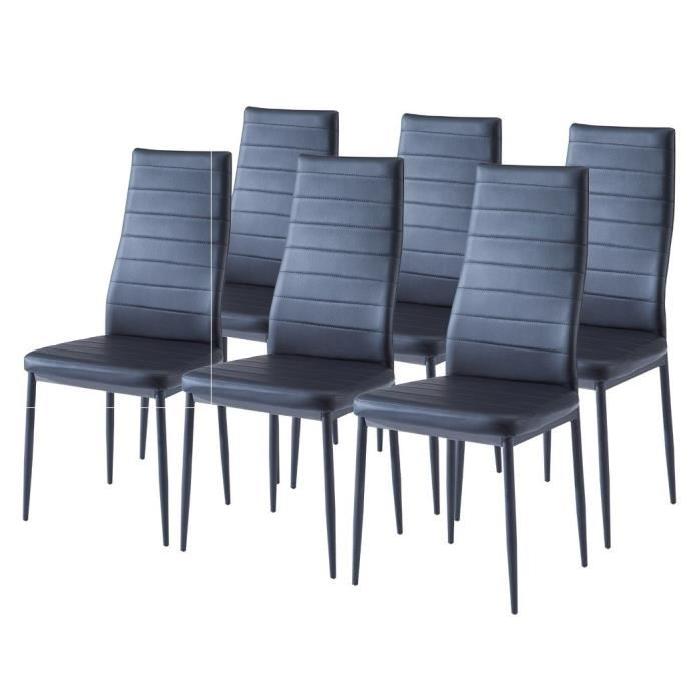 SAM Lot de 6 chaises de salle a manger noires