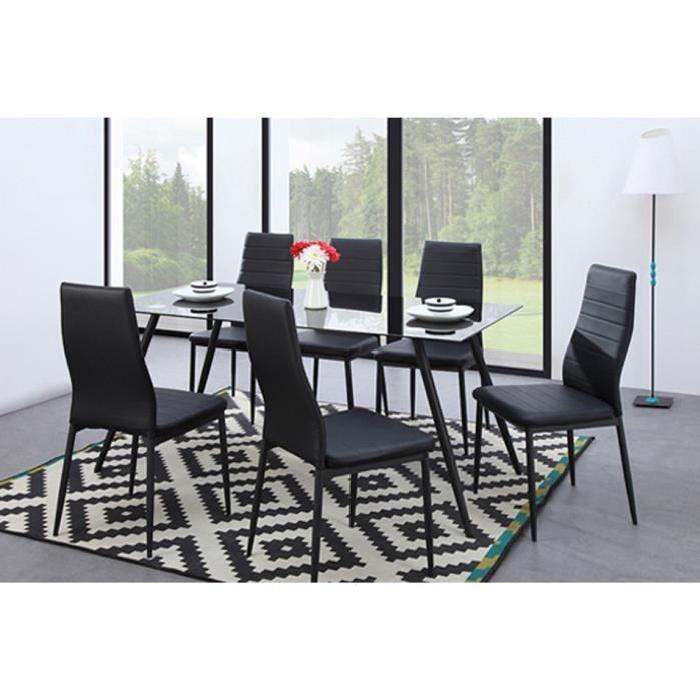 SAM Lot de 6 chaises de salle a manger noires