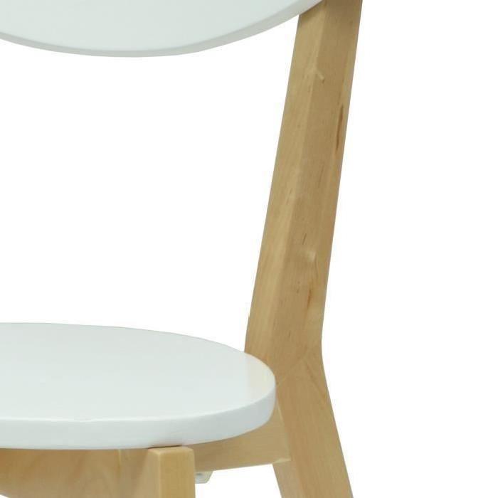 SMILEY Lot de 2 chaises de salle a manger - Bois naturel et blanc