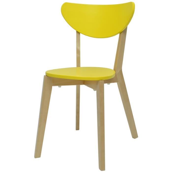 SMILEY Chaise de salle a manger - Bois naturel et jaune