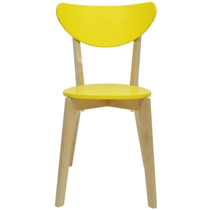 SMILEY Chaise de salle a manger - Bois naturel et jaune