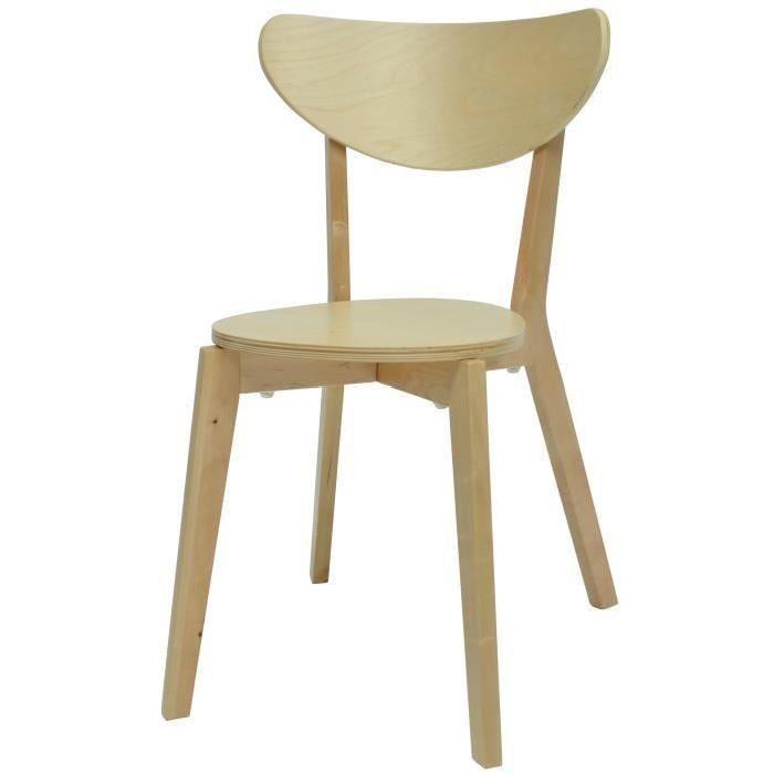 SMILEY Lot de 2 chaises de salle a manger - Bois naturel