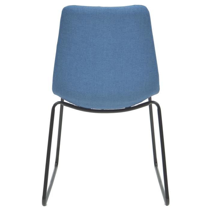 SOFIA Lot de 2 chaises de salle a manger en métal - Revetement tissu bleu - Style vintage - L 45 x P 38 cm