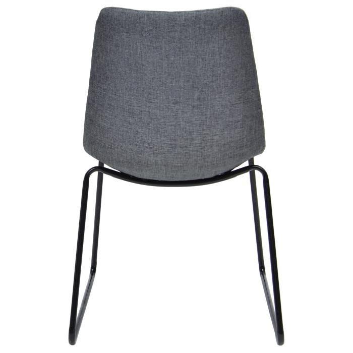 SOFIA Lot de 2 chaises de salle a manger en métal - Revetement tissu gris - Style vintage - L 45 x P 38 cm
