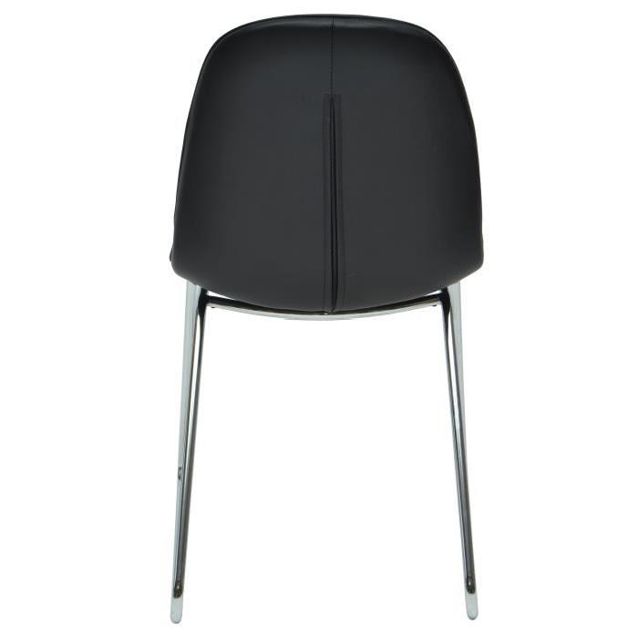SPEED Lot de 2 chaises de salle a manger en métal - Revetement simili noir - Style contemporain - L 58 x P 48 cm