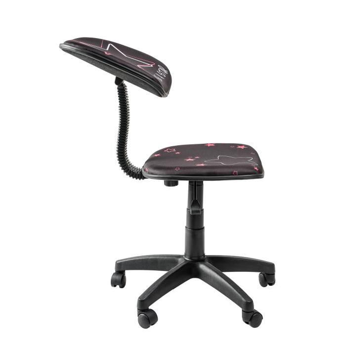 BE A STAR Fauteuil de bureau - Tissu noir et impression - Contemporain - L 46 x P 64 cm