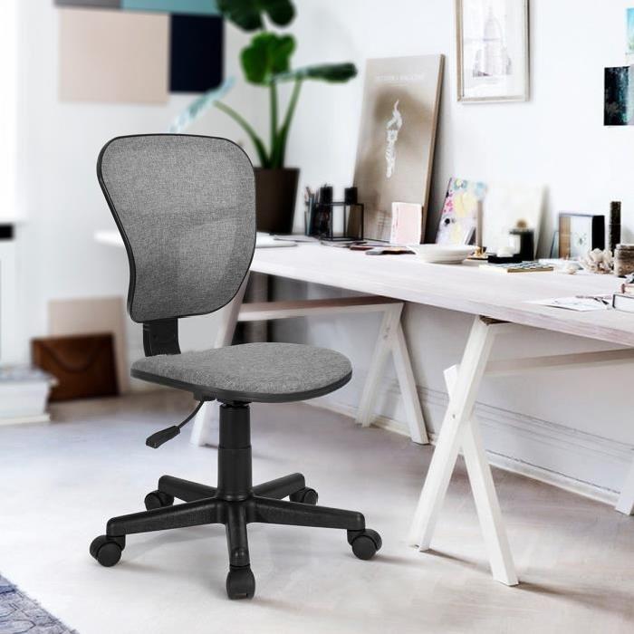FLYINGO Chaise de bureau - Tissu gris - Style classique - L 47 x P 40 cm