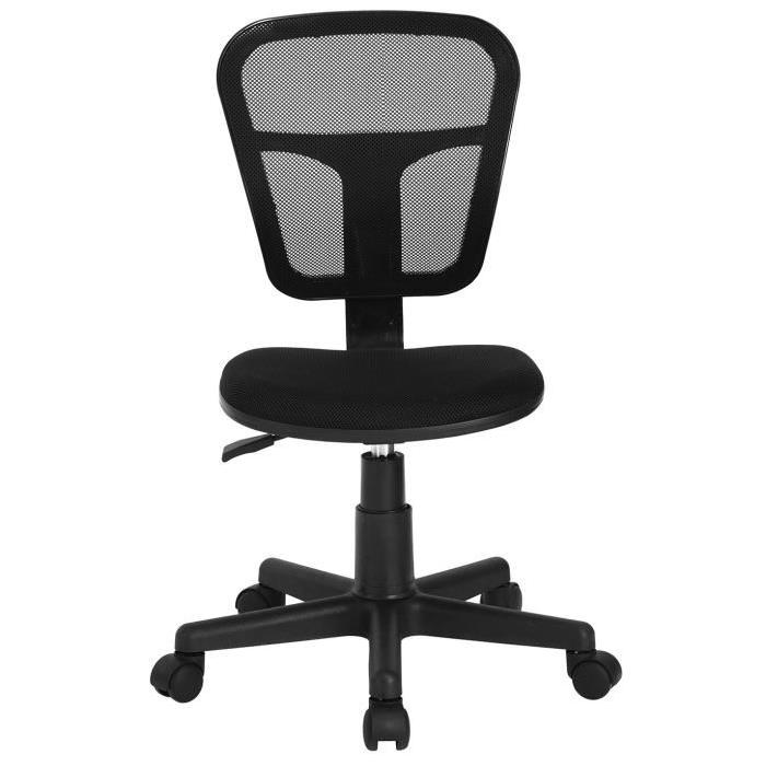 FLYINGO Chaise de bureau - Tissu maille noir - Style classique - L 47 x P 40 cm
