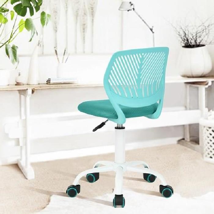 CARNA Chaise de bureau - Tissu maille turquoise - Style contemporain - L 40 x P 44 cm