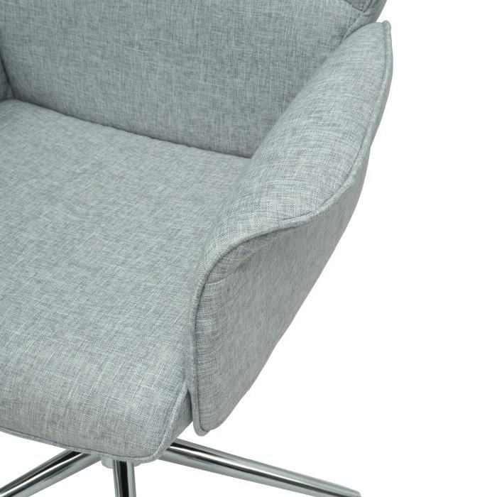 KALA Chaise de bureau sur roulettes - Revetement tissu - Gris et chromé - Style contemporain - L 69 x P 73 cm