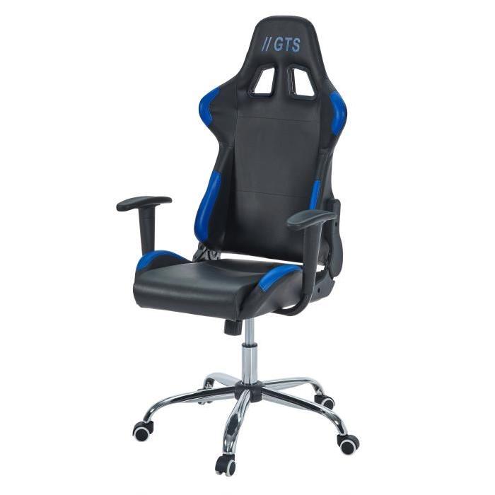 Fauteuil de Bureau Façon Siege Baquet Race noir et bleu