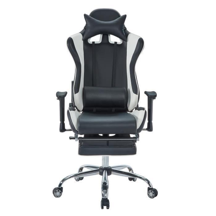 Fauteuil de Bureau Façon Siege Baquet Rallye noir et blanc