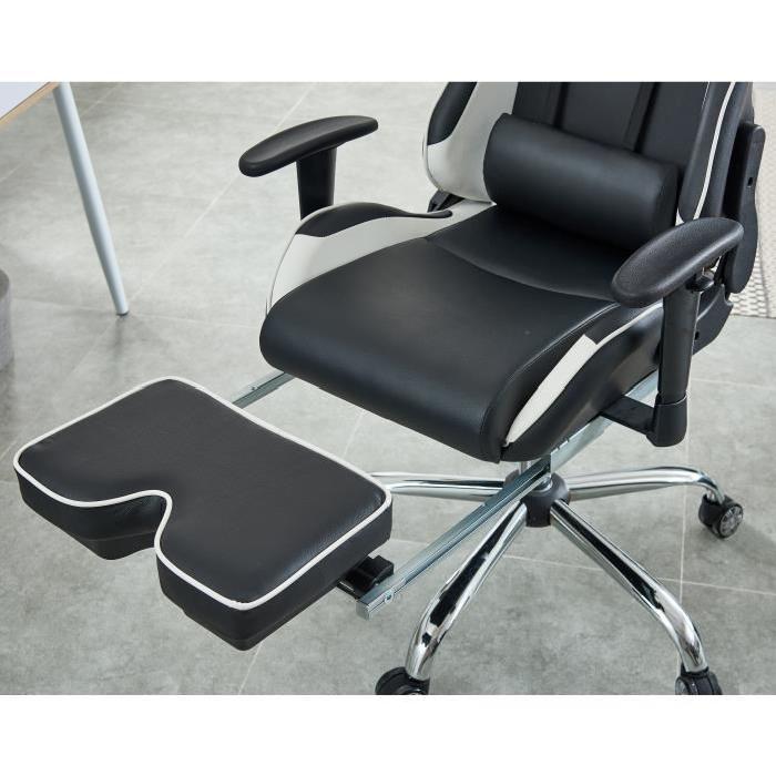 Fauteuil de Bureau Façon Siege Baquet Rallye noir et blanc