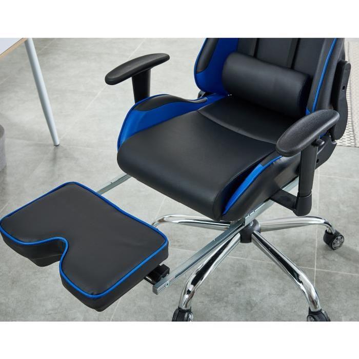 Fauteuil de Bureau Façon Siege Baquet Rallye noir et bleu