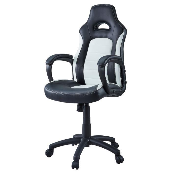 Fauteuil de Bureau Façon Siege Baquet Sprint noir et blanc