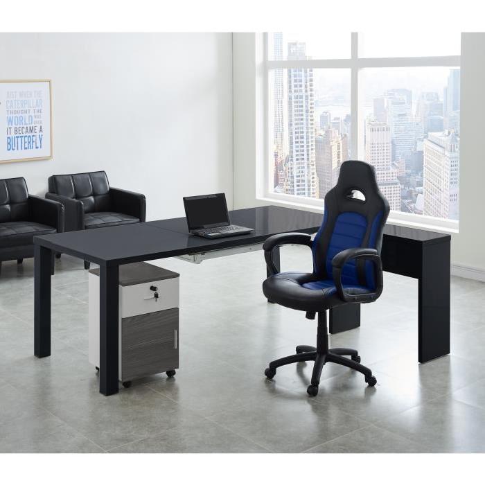 Fauteuil de Bureau Façon Siege Baquet Sprint noir et bleu