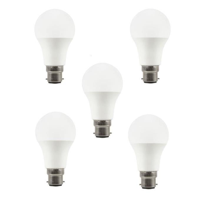 EXPERT LINE Lot de 5 ampoules LED B22 10 W équivalent a 60 W blanc chaud