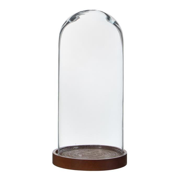 MICA Cloche Hella en verre transparent sur assiette naturel - 26 xŘ13 cm
