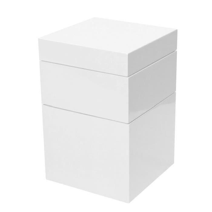 BLOC Petit meuble de rangement contemporain blanc brillant - L 36 cm