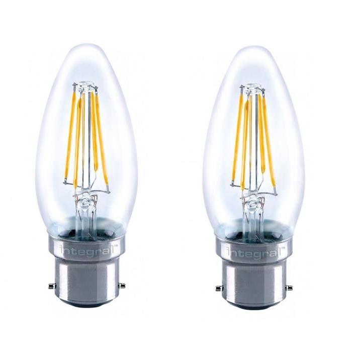 INTEGRAL LED Lot de 2 ampoules flamme B22 filament 4 W équivalent a 36 W 2700 K 420 lm