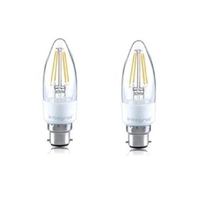 INTEGRAL LED Lot de 2 ampoules flamme B22 filament 4,5 W équivalent a 36 W 2700 K 420 lm