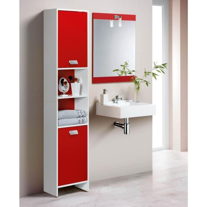 TOP Colonne de salle de bain L 39 cm - Blanc et rouge