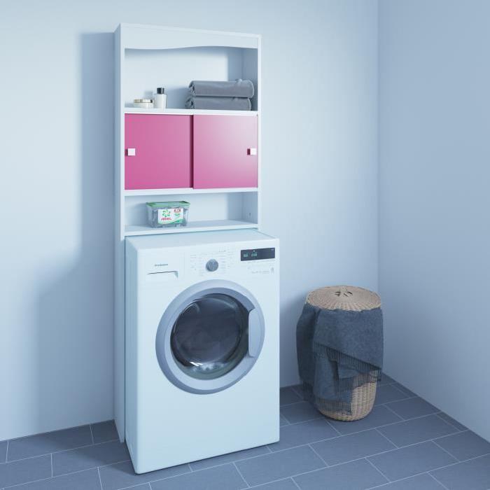 GALET Meuble WC ou machine a laver L 64 cm - Rose fuchsia