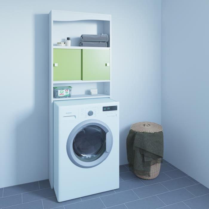 GALET Meuble WC ou machine a laver L 64 cm - Vert pomme