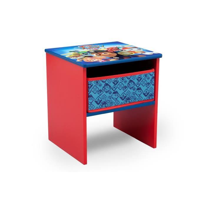 PAT PATROUILLE - Table de Chevet Enfant en Bois avec tiroirs - Rouge et Multicolore