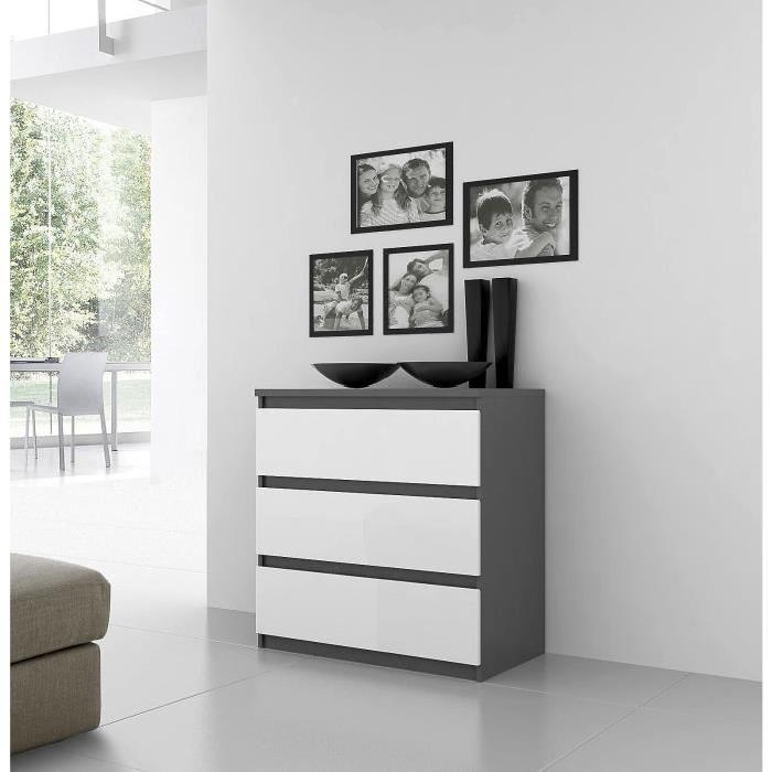 FINLANDEK Commode de chambre NATTI style contemporain gris et blanc - L 77,2 cm