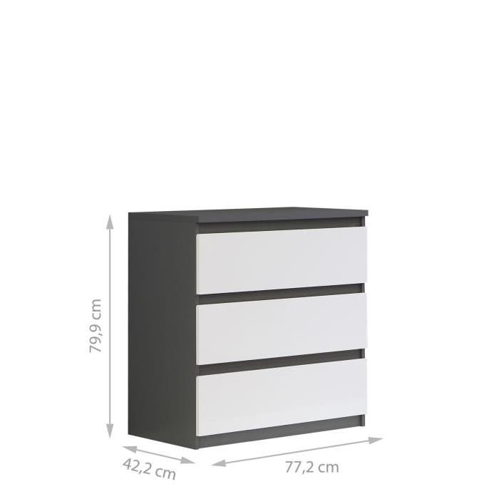 FINLANDEK Commode de chambre NATTI style contemporain gris et blanc - L 77,2 cm