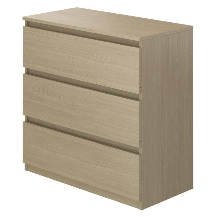 NATURA Commode chambre scandinave - Placage chene clair mat - L 84 cm