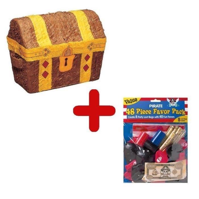 RIETHMULLER Pack Pinata Coffre de Pirate + Sachet de 48 Garnitures