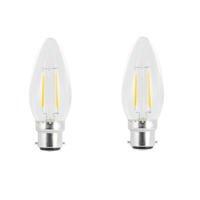 INTEGRAL LED Lot de 2 Ampoules flamme filament B22 2 W équivalent a 25 W 2700 K 250 lm