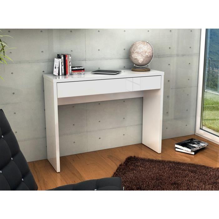 ARENA Console meuble style contemporain blanc brillant - L 109 cm