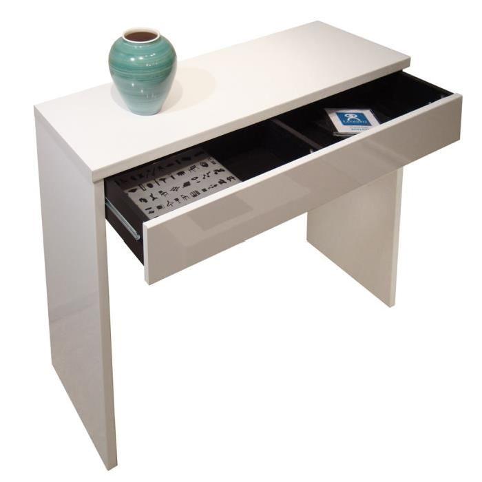 ARENA Console meuble style contemporain blanc brillant - L 109 cm