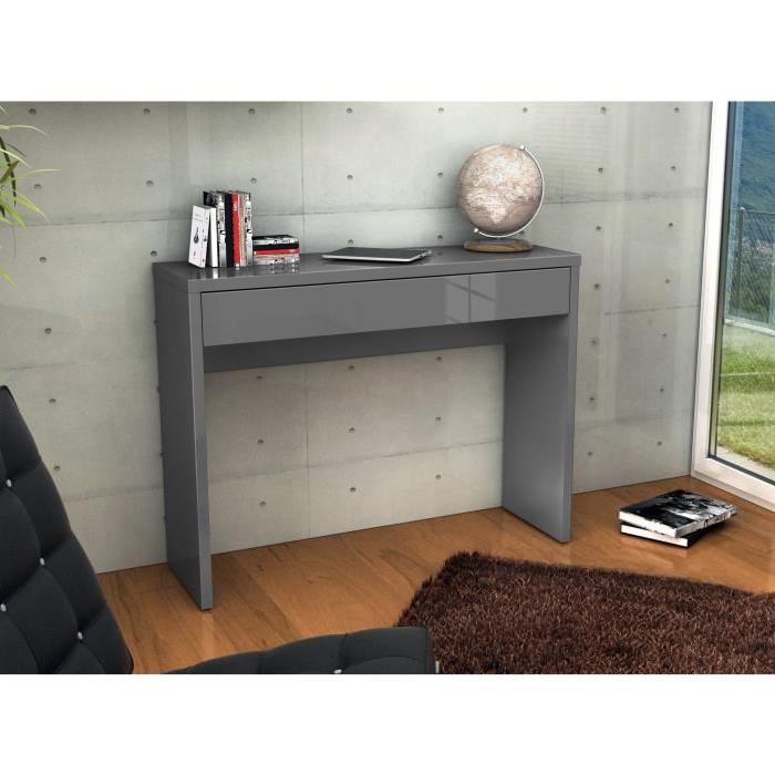 ARENA Console meuble style contemporain gris brillant - L 109 cm