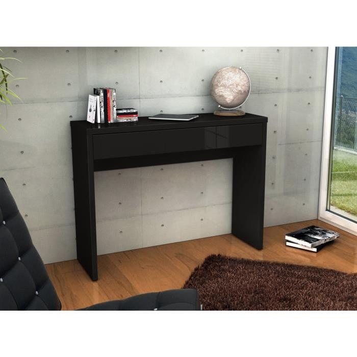 ARENA Console meuble style contemporain noir brillant - L 109 cm