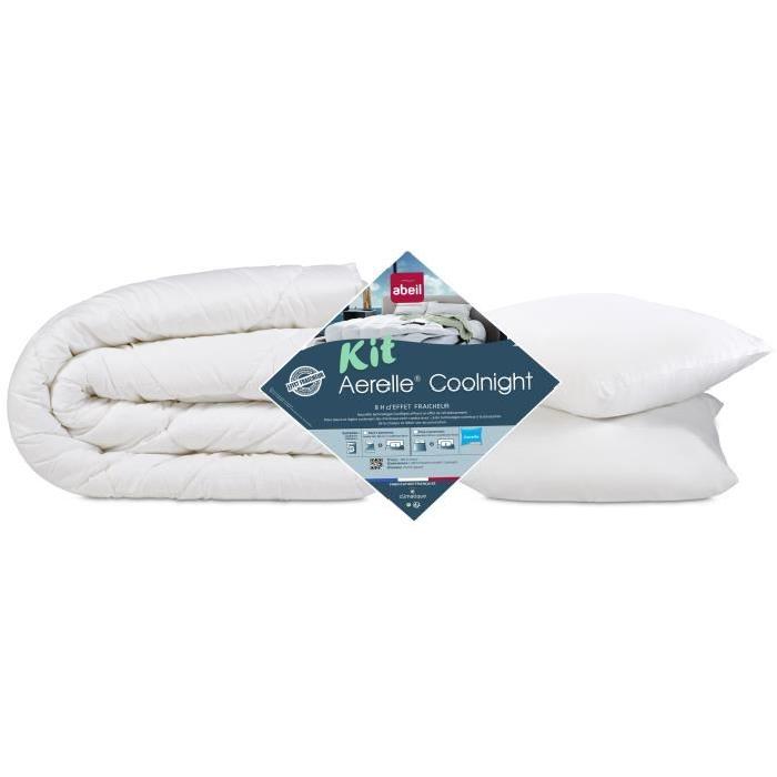 ABEIL Kit AERELLE COOLNIGHT - 1 couette 220x240 cm et 2 oreillers 60x60 cm blanc