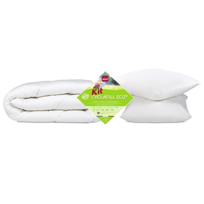 ABEIL Kit CYCLAFILL ECO - 1 couette 220x240 cm et 2 oreillers 60x60 cm blanc