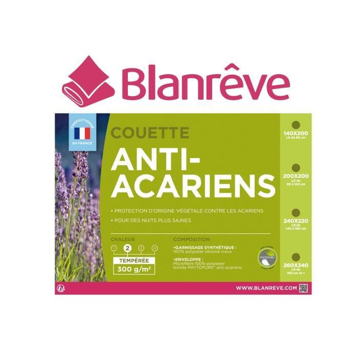 BLANREVE Couette Microfibre PHYTOPURE Anti-Acariens 200x200 cm blanc