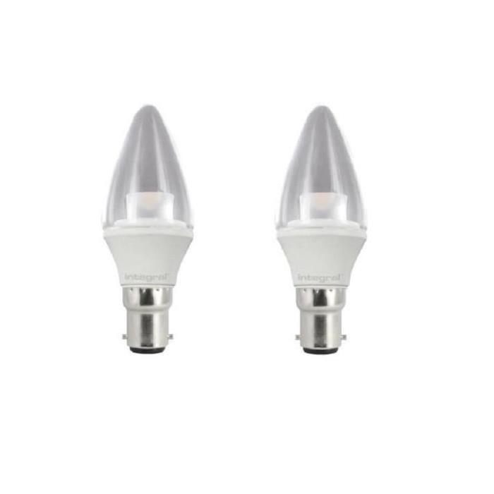 INTEGRAL LED Lot de 2 ampoules flamme B15 3,4 W équivalent a 25 W 2700 K 250 lm claire