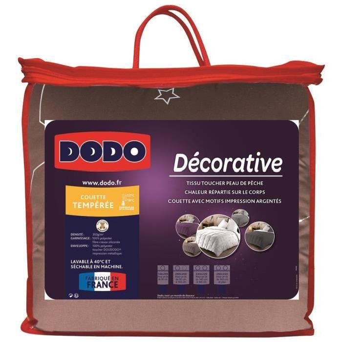 DODO Couette imprimée tempérée 350 gr/m˛ ETOILE 140x200 cm chocolat et beige