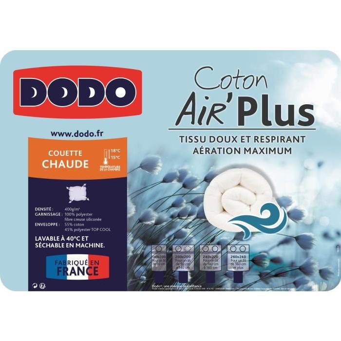 DODO Couette chaude 400g/m˛ AIR'PLUS 140x200 cm blanc