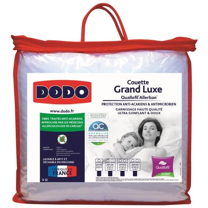 DODO Couette chaude 350gr/m˛ Grand Luxe Quallofil Allerban ANTI-ACARIENS 140x200cm blanc