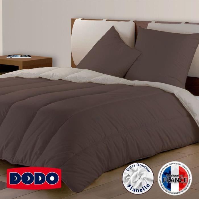 DODO Couette chaude 350gr/m˛ molletonnée bicolore 220x240 cm chocolat et beige