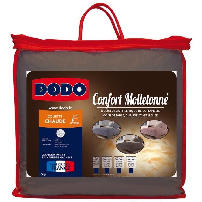 DODO Couette chaude 350gr/m˛ molletonnée bicolore 220x240 cm chocolat et beige