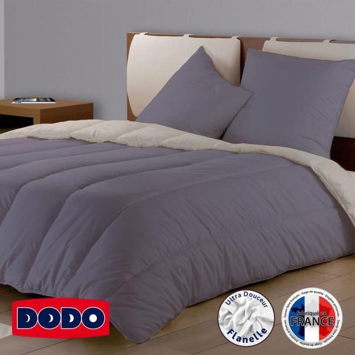 DODO Couette chaude 350gr/m˛ molletonnée bicolore 220x240 cm mauve et beige